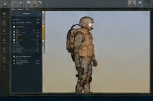 Extended Load Carriage module: loaded soldier walking in a desert environment